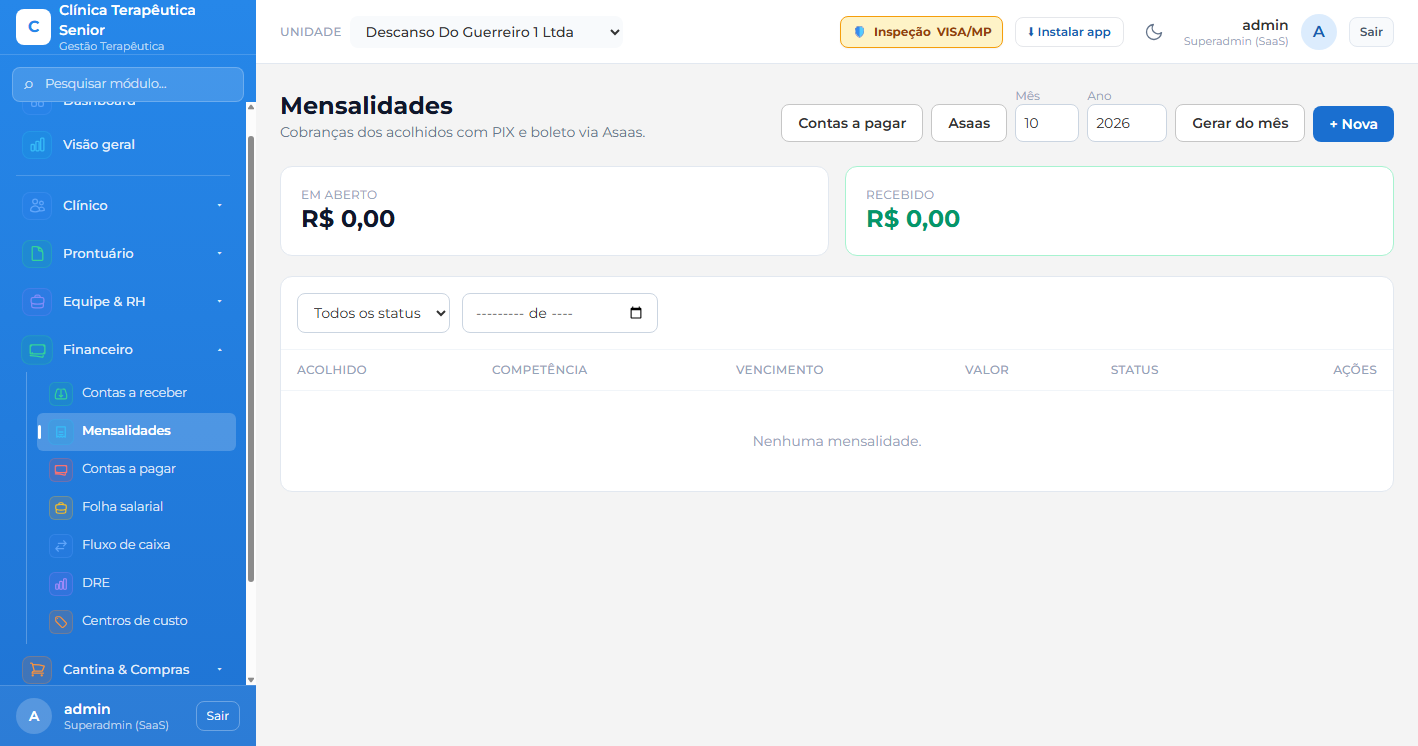 Gestão Financeira de Mensalidades