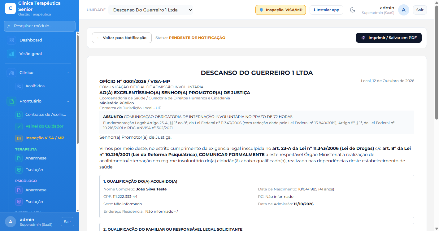 Ofício automático ao Ministério Público em 72h