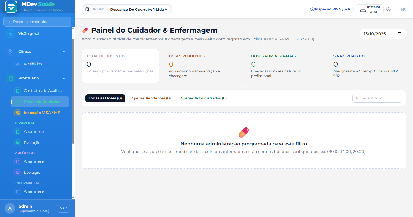 Rotina de Cuidadores e Enfermagem